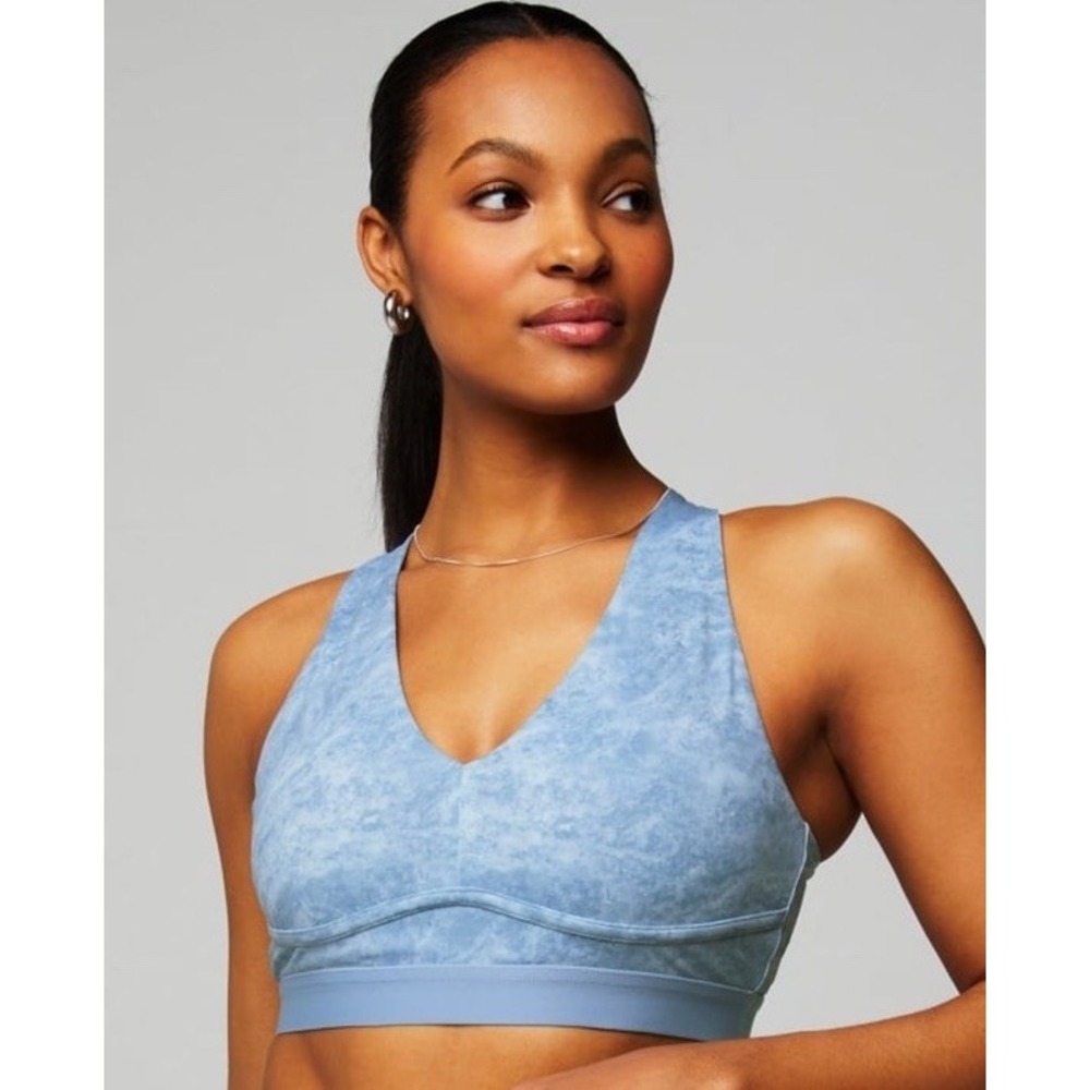 FABLETICS ALL DAY EVERY DAY LOW IMPACT BRA Soft Blue Stone Marble Women's Size M